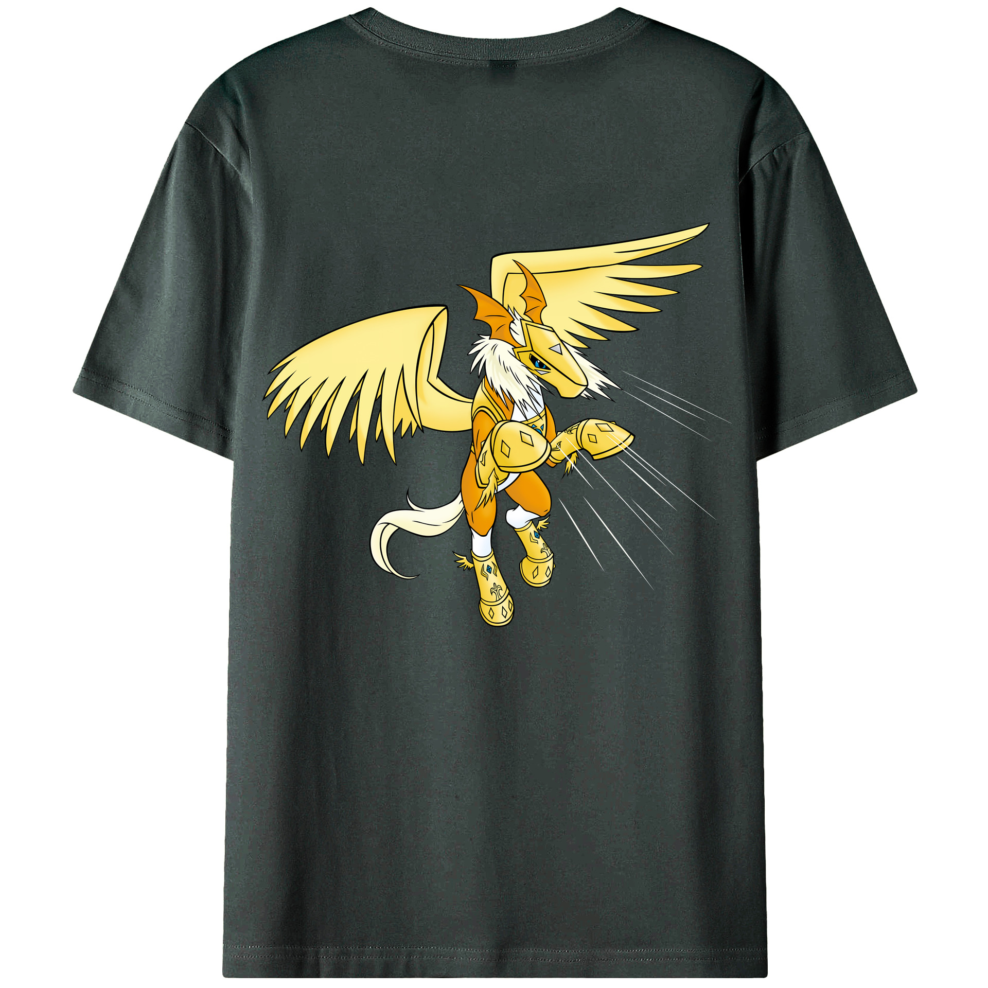 （画像用） Digimon デジタルモンスター/デジモン 綿100％ メンズ半袖Tシャツ（バックプリント） 通気性